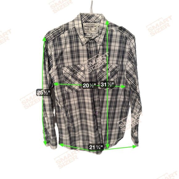 Nautica Men’s Button Up Long Sleeve Buttondown Shirt Black White plaid Sz medi - Picture 4 of 5